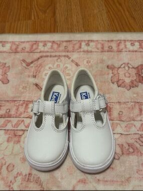 Keds White Girls T-Strap School Shoes